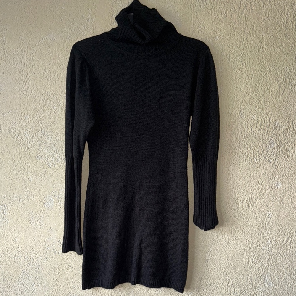 Dark Gray Turtleneck Sweater Dress